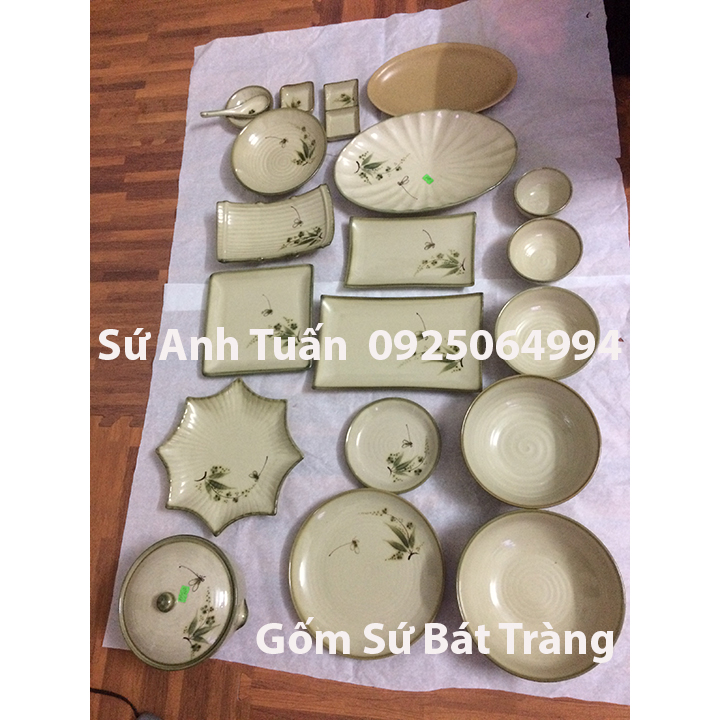 Bộ bát đĩa men cổ chuồn chuồn tre bat-19