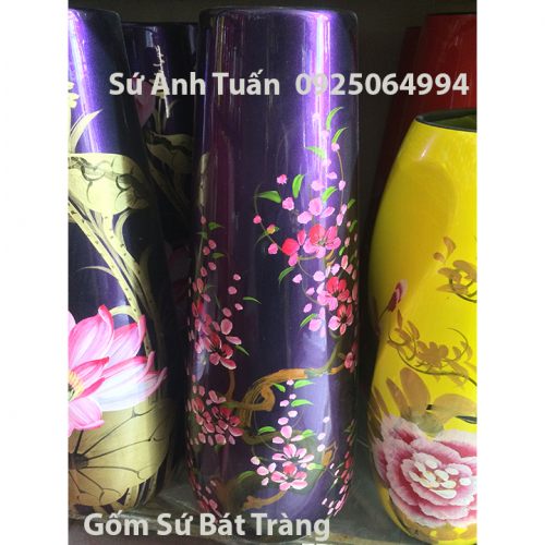 Lọ hoa sơn mài chim đào tím lo-17